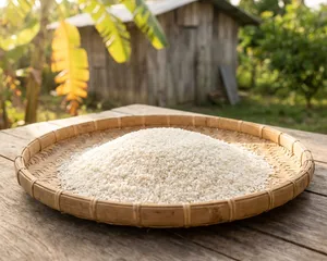 Freshly milled organic rice grains