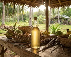 Bottle of virgin coconut oil
