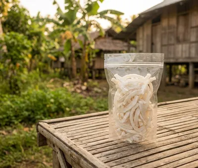 Pouch of dried coconut strips